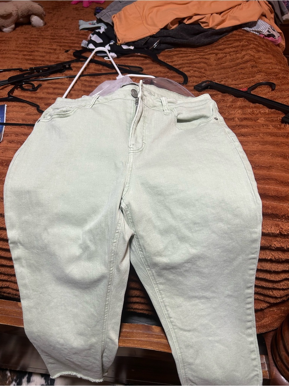 High-Rise Pastel Sage Jeans for Women